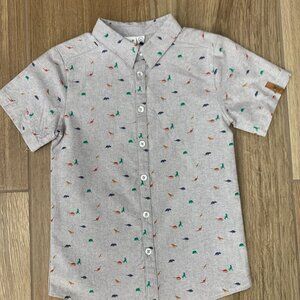 Deux Par Deux Dinosaur Dress Shirt